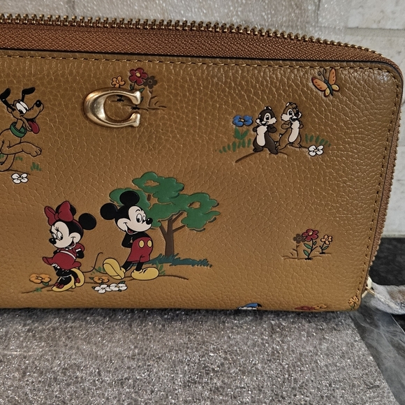 Coach x Disney Mickey & Friends Zip Wallet in Saddle - Picture 4 of 5